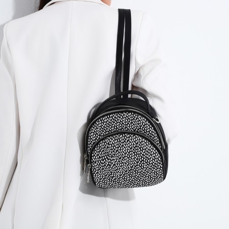 Women's backpack-mini on lightning, external pocket, Medvedkovo, black color-1