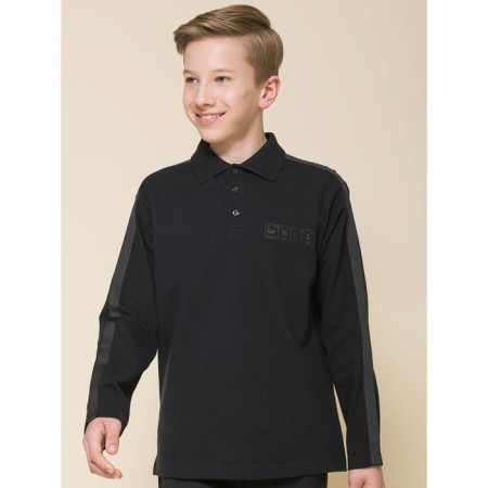 Polo for a boy with a long sleeve Pelican, height 152 cm, black color