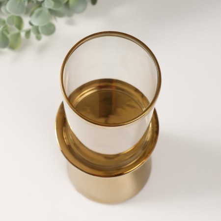 Ceramics candlestick, glass for 1 candle "surface" d = 8 cm gold 10x10x29.5 cm-2