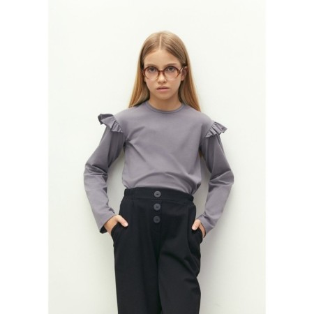 Лонгслив детский Amarobaby Ruffle, рост 128 см, цвет серый-6