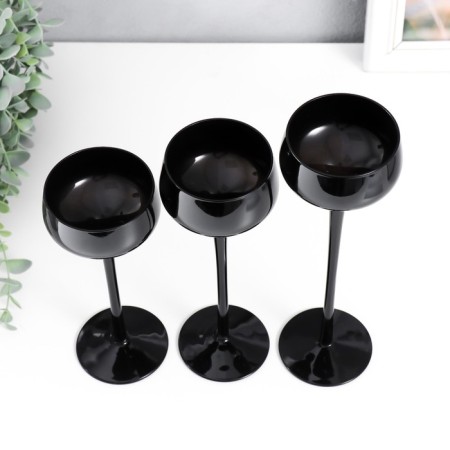 Glass "Glass" Crimean "Black set 3 pcs H- 20, 23, 26x12x12 cm-3