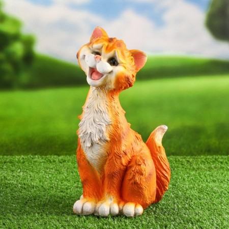 Garden figure "Funny red cat" 11x14x25cm