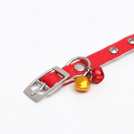 A collar with round rhinestones, 28 x 1 cm, Osh 21-25 cm, arts. The skin, red-3