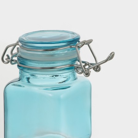 Glass jar for spices with a crooked castle "Square", 100 ml, 5.5 × 8 cm, color mix-1