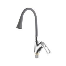 Fashun A4466+A7357 kitchen mixer, single -leaf, flexible spout, brass, gray