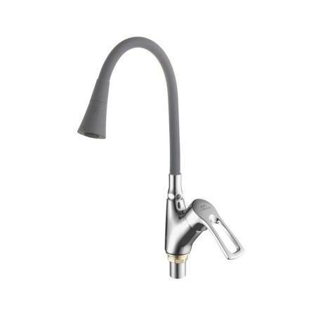 Fashun A4466+A7357 kitchen mixer, single -leaf, flexible spout, brass, gray