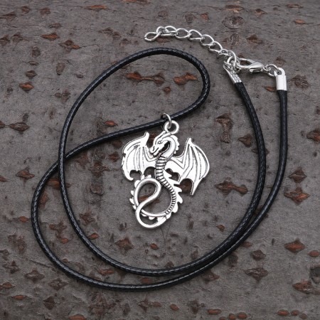 Unisex "Dragon", color black silver on a black lace, 40 cm