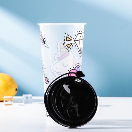 A glass with a lid "Unicorn", 600 ml, 9 × 20 cm-1