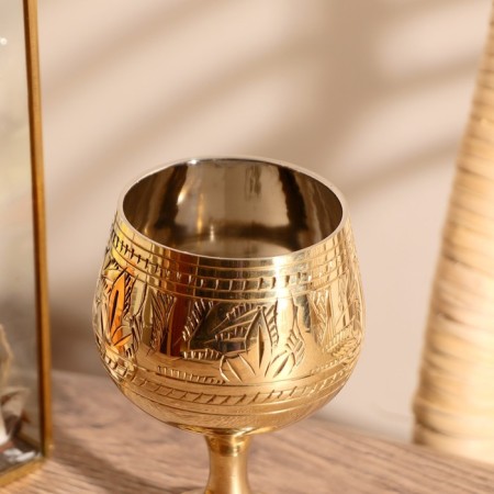 Glass "drawing" brass 7x7x11 cm-1