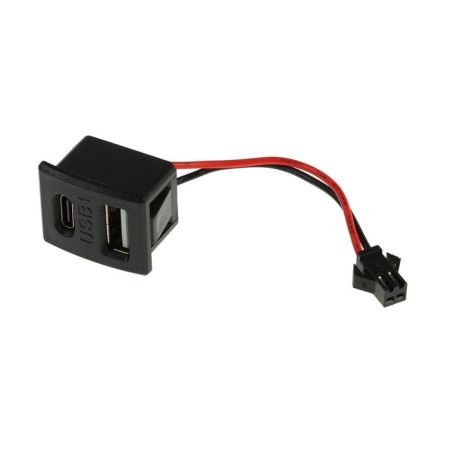 USB connector with a wire 10 cm, 2 pin, 2.1 a, 5 V, black