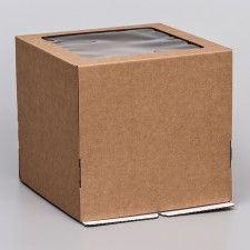 Кондитерская упаковка с окном, крафт, 25 х 25 х 24 см
