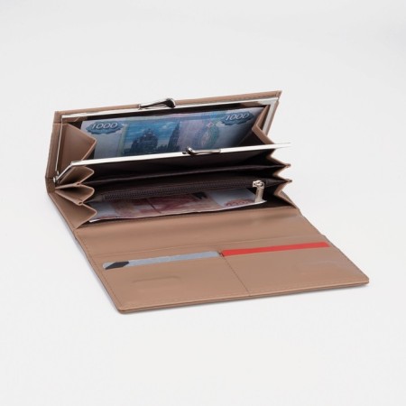 Women's wallet on magnets, beige color-3