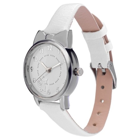 Women's watch "cat", d-2.8 cm, white strap-2