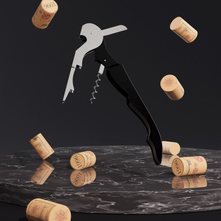 Corkscrew - opening universal share, 12 cm, black color-4