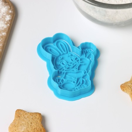 Carrot bunny form, deforestation, stamp, blue color-3