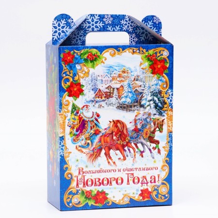 Gift box New Year's fair blue 18.5 x 10 x 30.5 cm-2