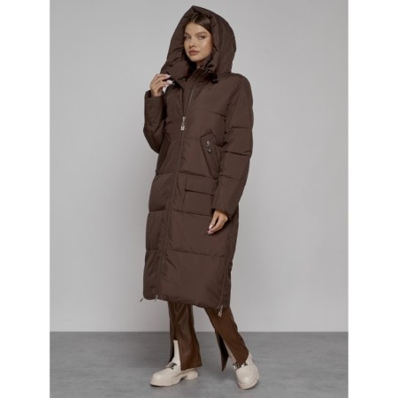 Coat insulated winter female, size 46, dark brown color-6
