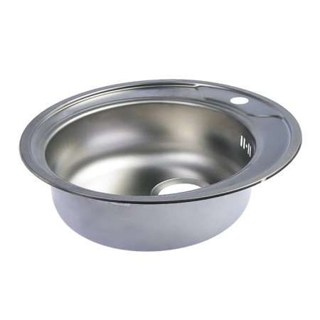 Kitchen sink "Vladiks", cut, with a siphon, d = 49 cm, stainless steel 0.6 mm-1