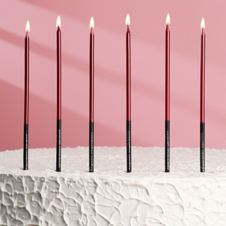 Candles in the cake "Holiday", 6 pcs, 14.5 cm, red with black-2