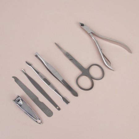 Manicure set, 7 items, in case, brown color-1