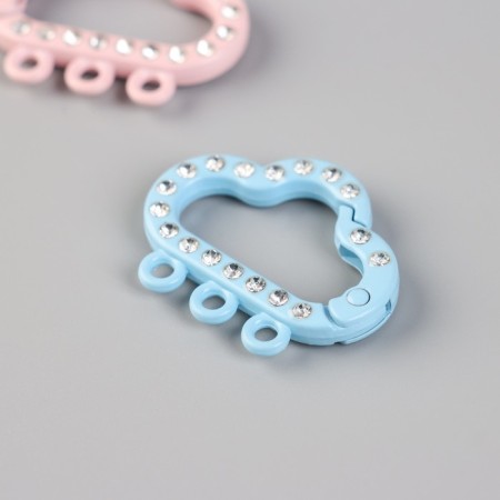 Carabiner Metal, plastic with rings "Cloud with rhinestones" set 2 pcs 2.4x3 cm-1