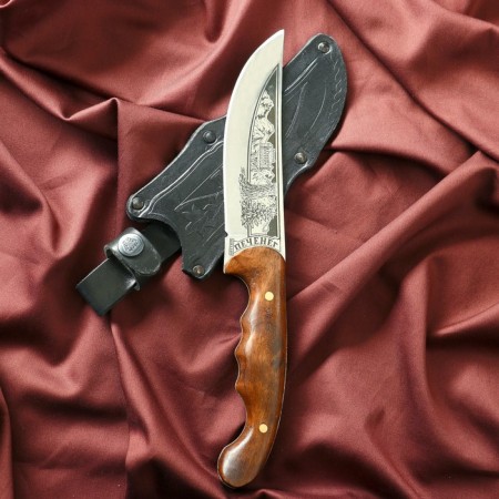 Caucasian knife, tourist "liver" with scabbard, steel - 40x13, waxed nut, 14 cm-6