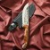 Caucasian knife, tourist "liver" with scabbard, steel - 40x13, waxed nut, 14 cm