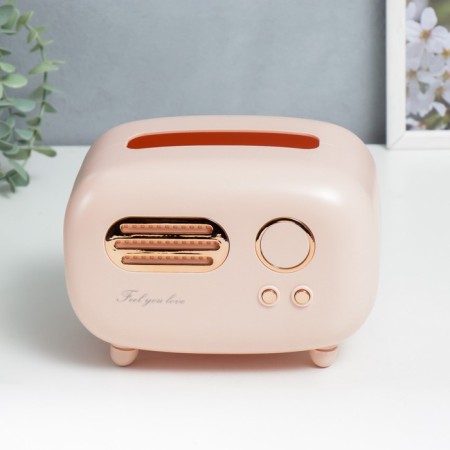 Casket Plastic for napkins "Retro Radio" Direct pink 13.8x13.2x19.7 cm-1