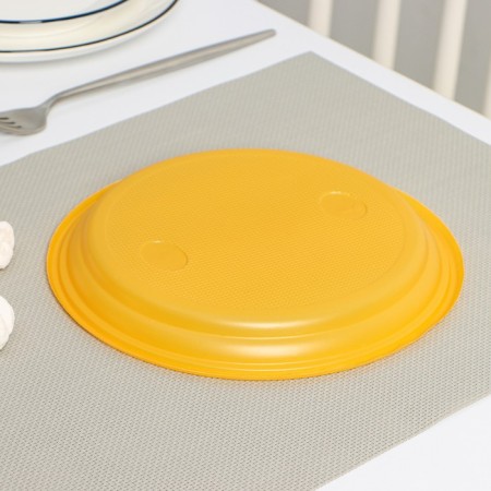 Plastic disposable plates, d = 21 cm, yellow color, 12 pcs/pcs-2