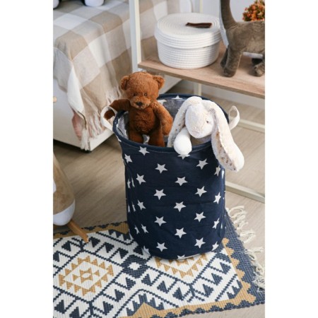 Basket of linen textile shade "Stars", 35 × 45 cm-5