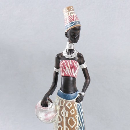 Souvenir Polystone "African with a jug in an outfit under the zebra" 45x13.8x10.5 cm-4