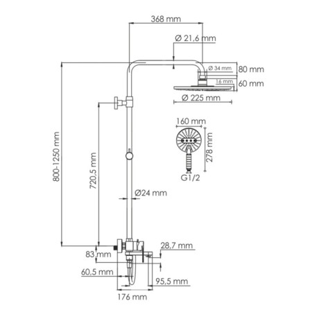 Soul system Wasserkraft a185.067.059.wm, tropical shower, shower, white-7