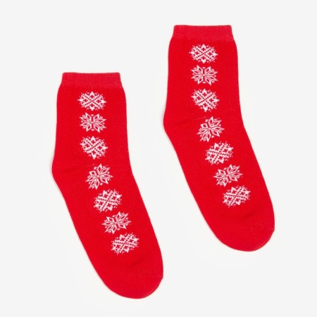 Women's socks "Snowflakes" color red, size 23-25-1
