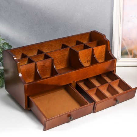 Casket wood for jewelry and cosmetics 2 Brown boxes 35x16.5x17 cm-1
