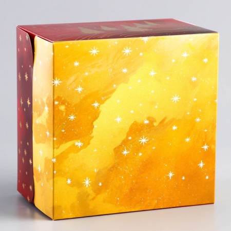 New Year. Box under the bento-port with a window “Believe in miracles”, 15.5 x 15.5 x 10 cm-4