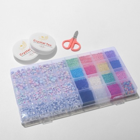Set for creating decorations "Rainbow", 5 types of beads, scissors, 2 bobbins of fishing line 0.5 mm-5