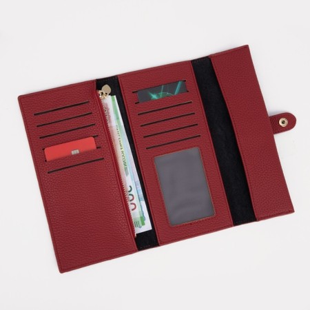 Women's wallet on the button, red color-4