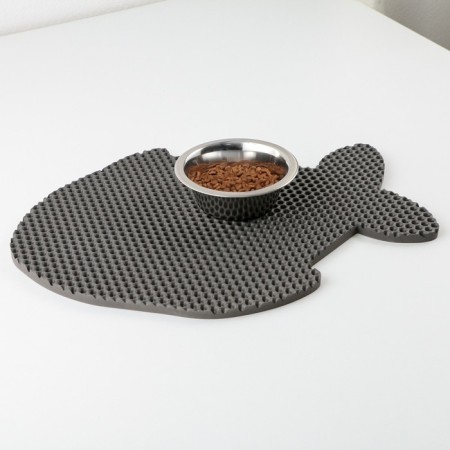 Rug for a bowl and a tray "Fish", gray, 42x32 cm-6