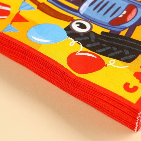 Paper Napkins "Happy Birthday", 33x33 cm, 20 pieces, 3 layers, blue tractor-4
