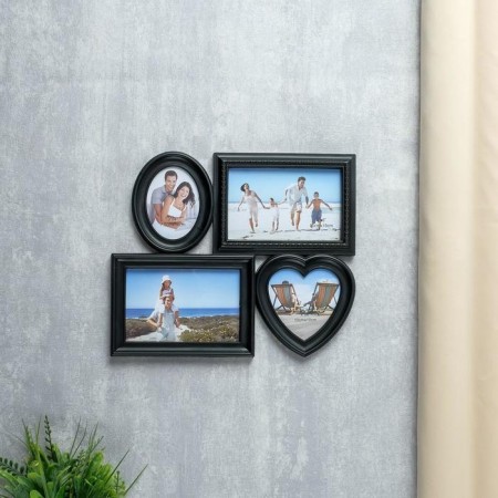 Photo frame plastic in 4 photos black 25.5x30 cm (10x15cm 9x9 cm 6.5x9 cm)