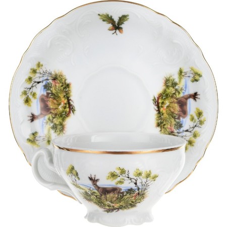 SUMCH "Hunting Stories", a cup of 205 ml with a saucer 155 mm low bernadotte, mix-4