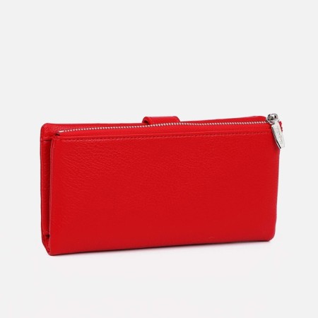Women's wallet on the button, red color-1