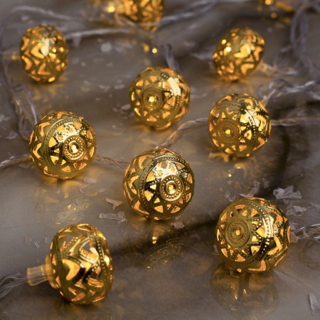 Garland “thread” 4 m with nozzles “ball with ornament”, ip20, transparent thread, 20 LED, glow warm white, 8 modes, 220 V