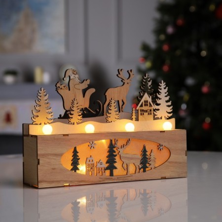 LED figure "New Year's Night" 24 × 17 × 6 cm, wood, batteries AAAH2 (not complete), glow warm white