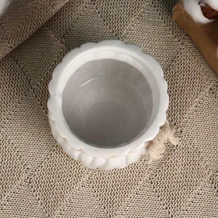 Kashpo "Martin bag" round, 9x7cm, white-2
