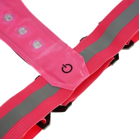A signal vest, reflecting with an adjustable size, pink, LED signal, 4 modes-3