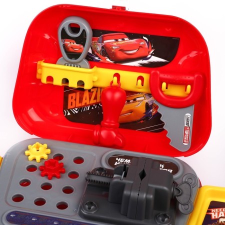 Set of builder "Suitcase" in a bag with game tools, cars-2