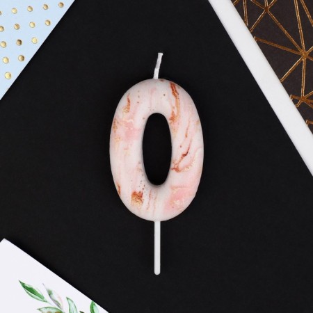 Candle for the cake, number “0”, marble, 5.5 x 8 cm.-2