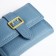 Women's wallet on the button, blue color
