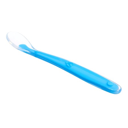 A spoon for a nursery, for the first feeding, in a container, blue-2